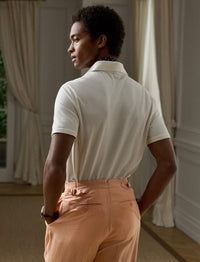 Silk piqué polo shirt - Off White