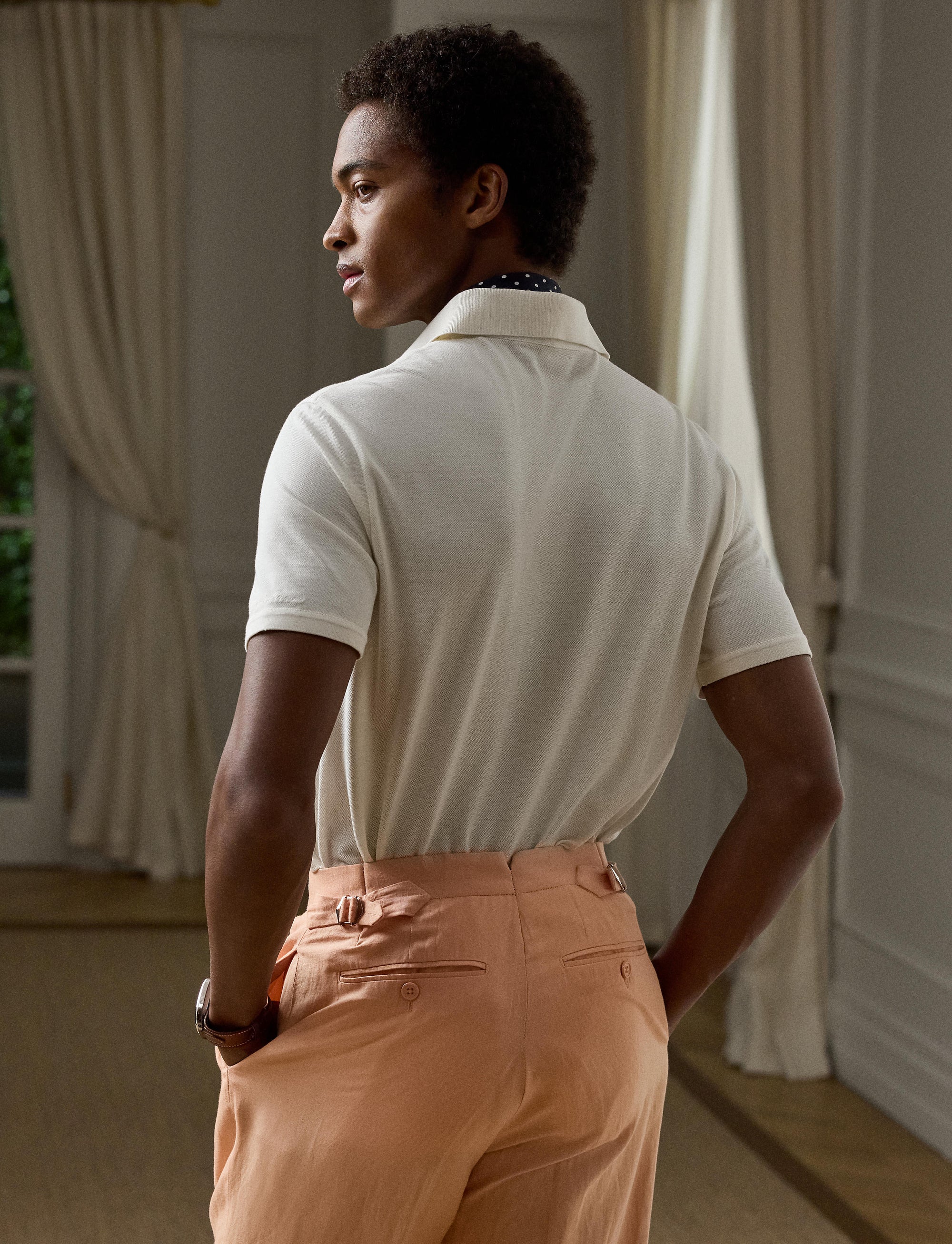 Silk piqué polo shirt - Off White