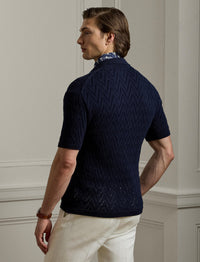 Cardigan texturé à manches courtes - Classic Chairman Navy