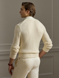 Cashmere and silk blend round-neck jumper - Limestone