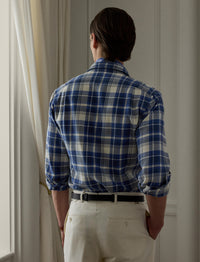 Chemise en sergé écossais - Blue & Cream