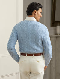 Pull en cachemire torsadé - Chambray Blue