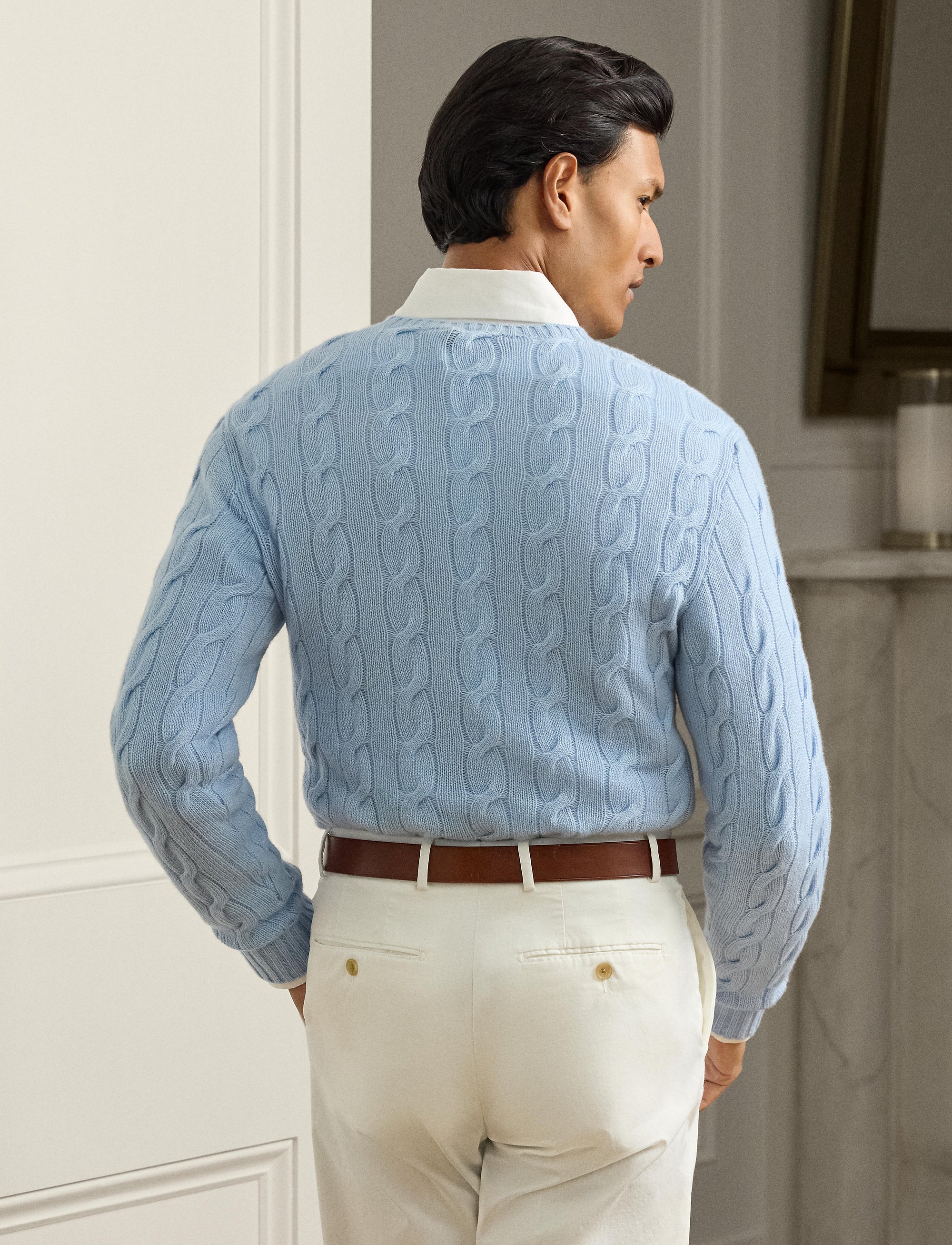 Pull en cachemire torsadé - Chambray Blue
