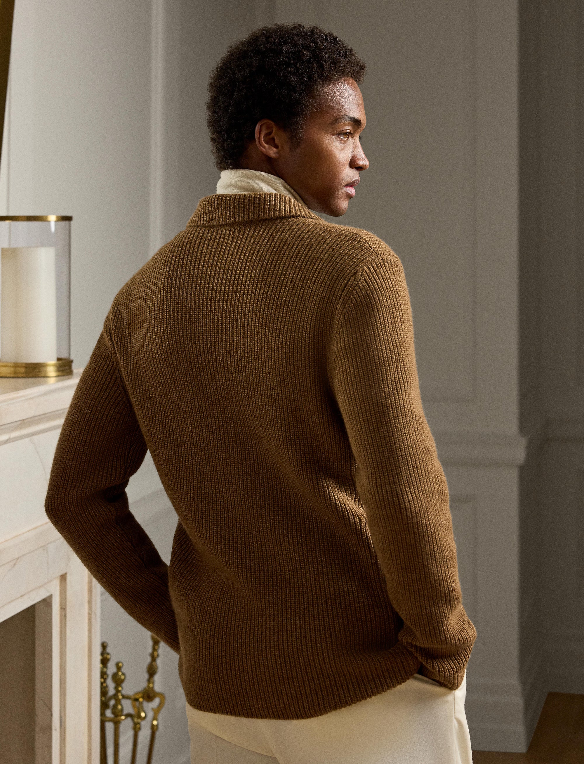 Cardigan en cachemire - Dark Camel Melange