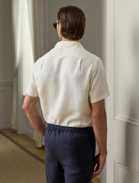 Chemise camp en soie et lin mélangé - Classic Cream