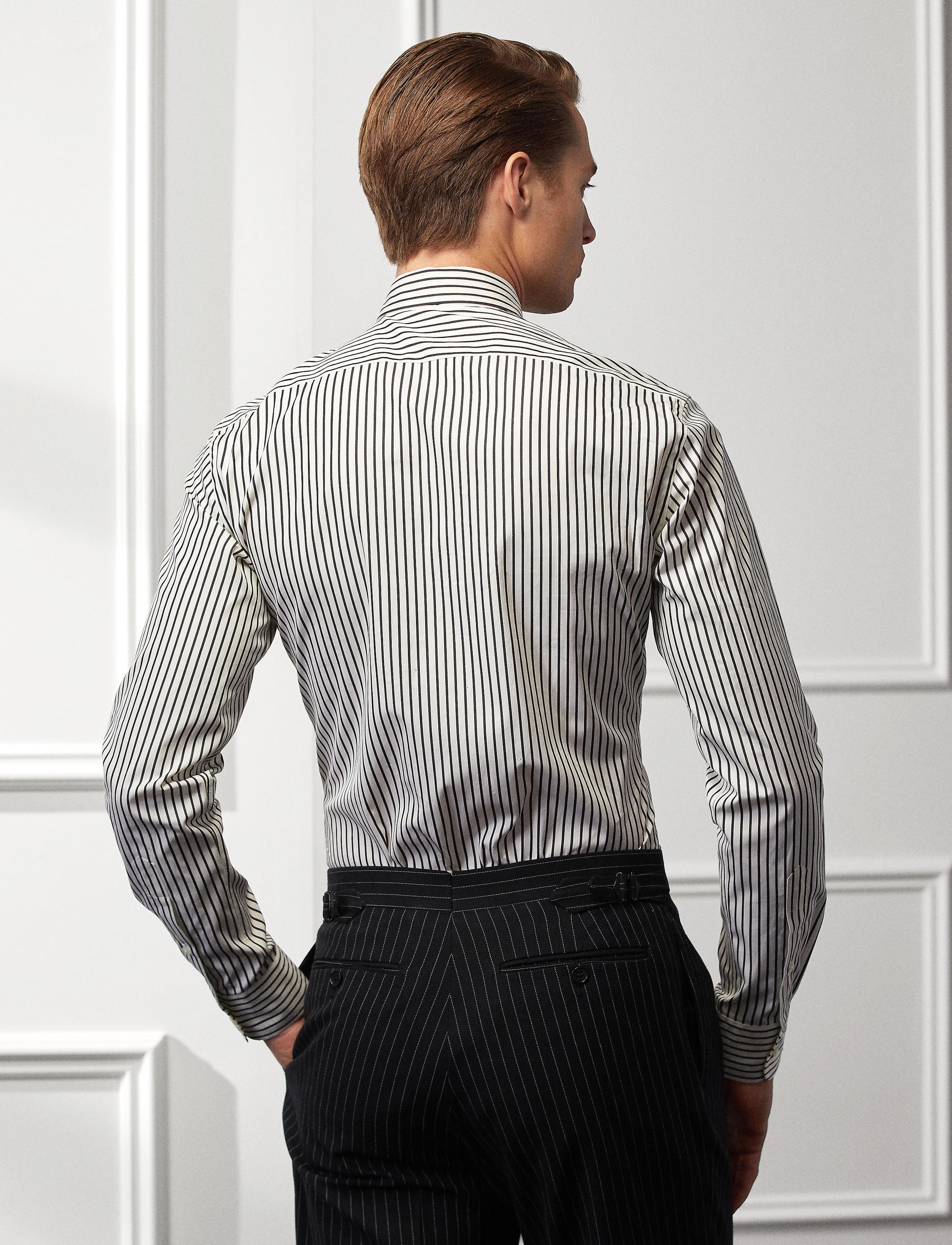 Striped poplin shirt - Warm White & Black
