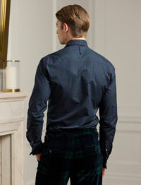 Chemise de smoking écossaise en popeline - Black, Navy & Green