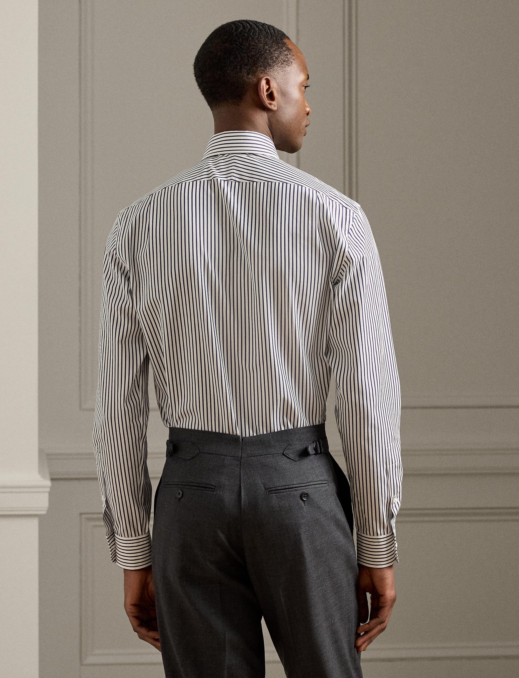 Chemise rayée en popeline - White & Navy
