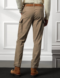 Cotton blend stretch cargo trousers - Taupe