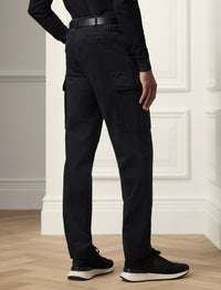 Stretch cotton cargo trousers - Polo Black