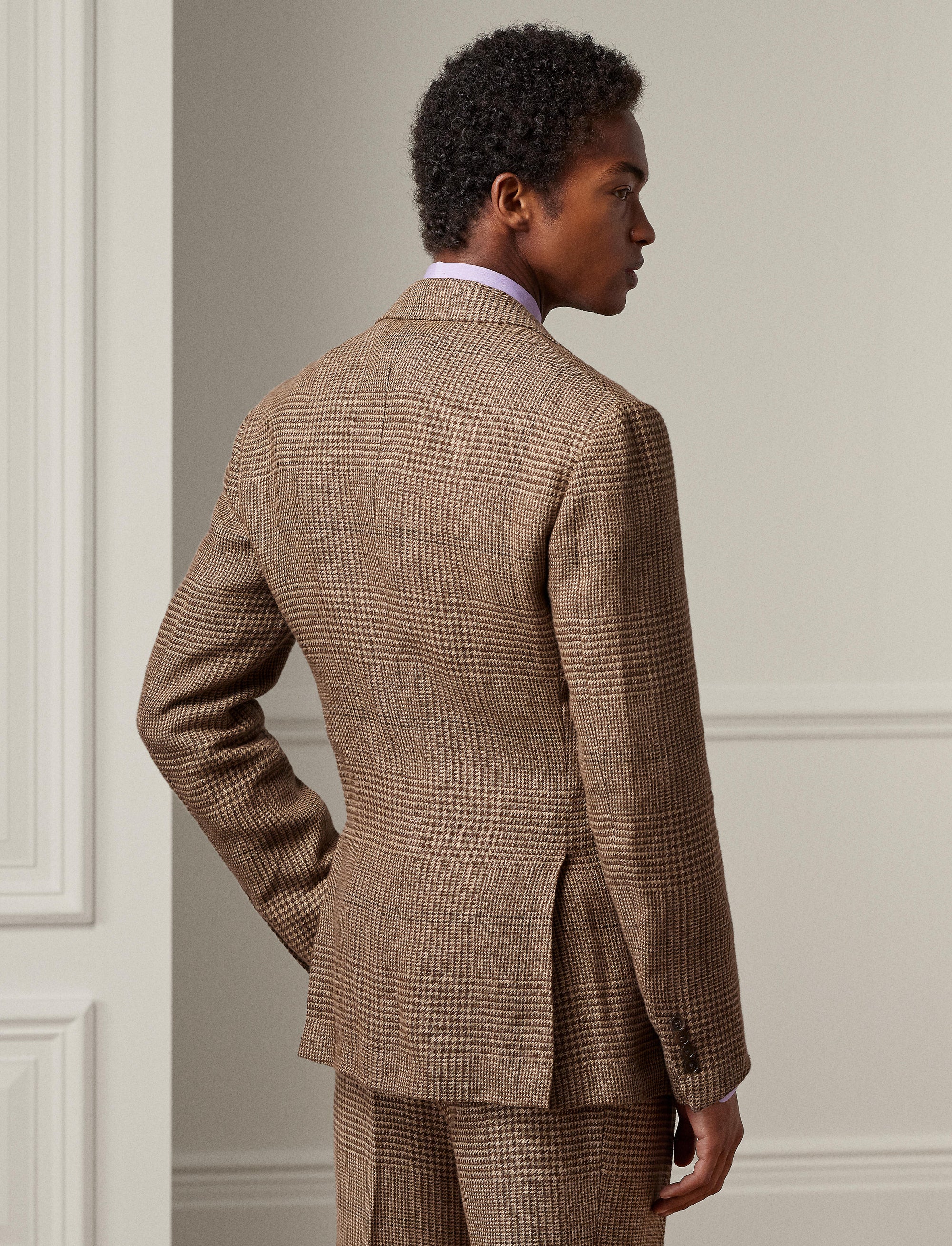Kent suit jacket in linen - Brown & Tan