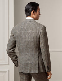 Ralph tartan suit in silk and linen blend - Vintage Cream & Black With Blue Deco