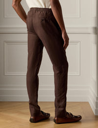 Pantalon en soie et lin mélangé - Luggage Brown