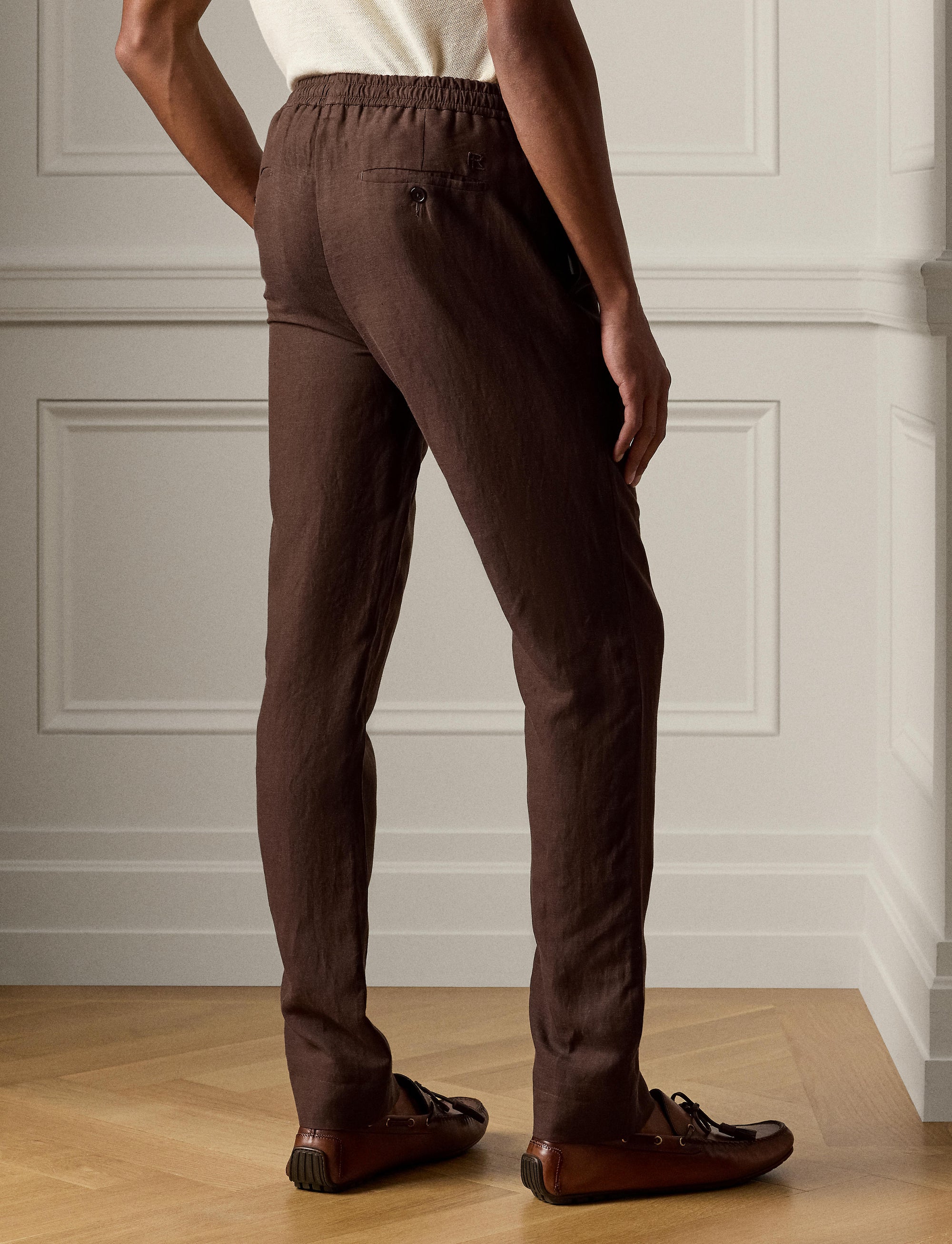 Pantalon en soie et lin mélangé - Luggage Brown