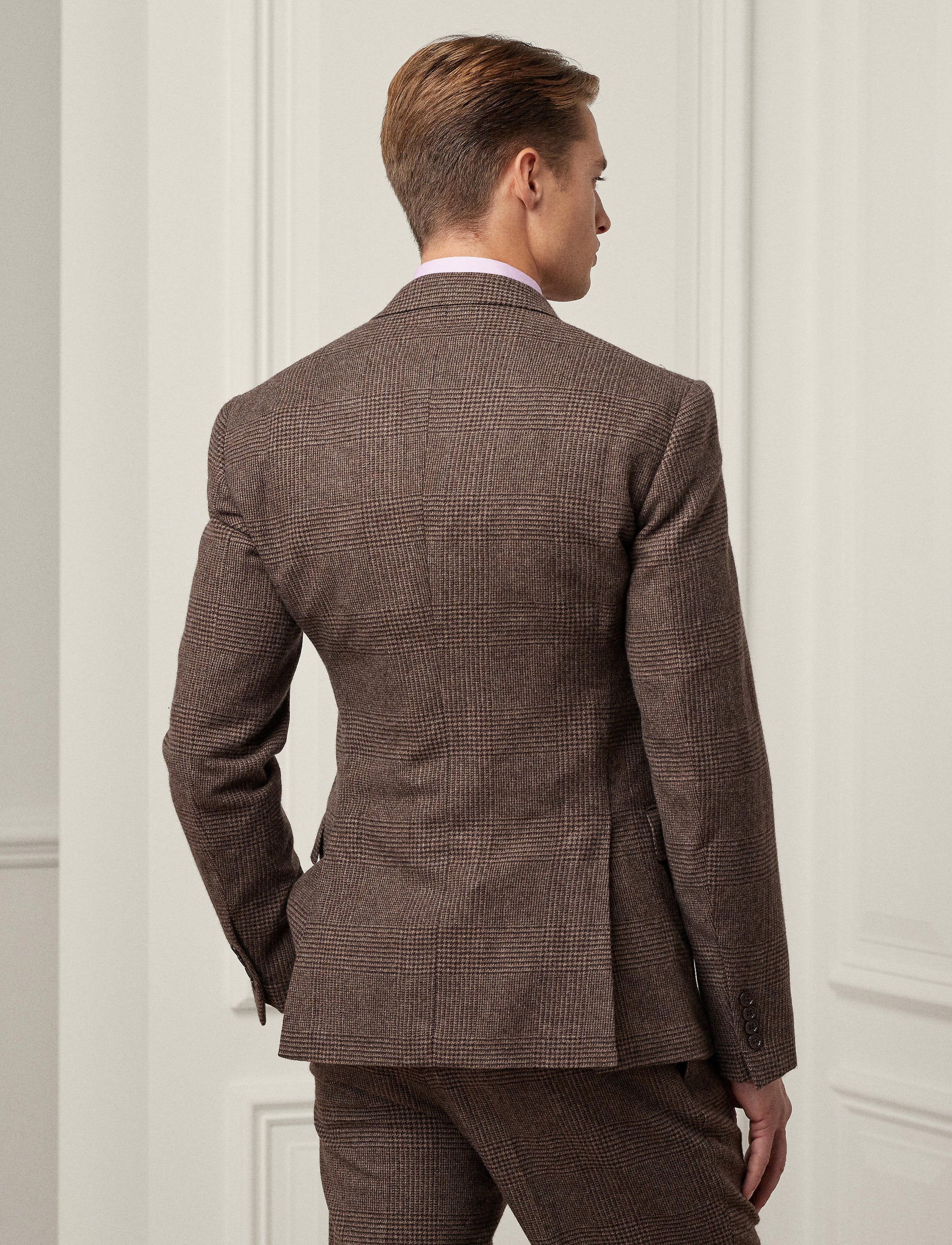 Kent 3-piece suit in wool - Dark Taupe & Multicolour