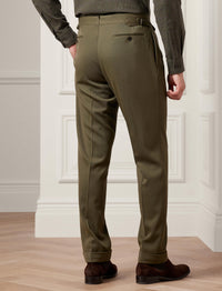 Pantalon Gregory en sergé de laine - Olive