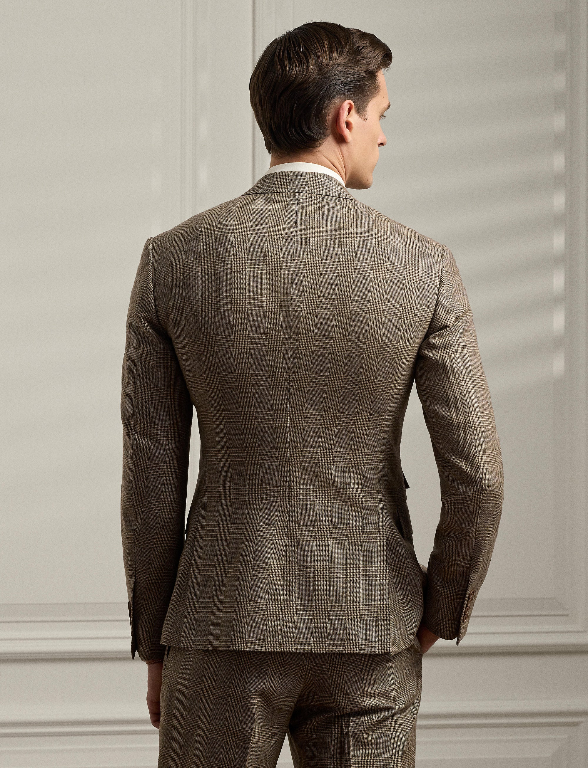 Costume Kent prince-de-galles en laine - Tan, Brown With Purple Deco