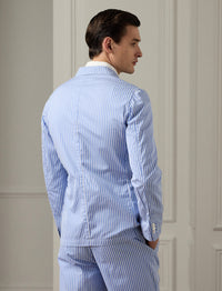 Veste de costume rayée en popeline - Blue & White