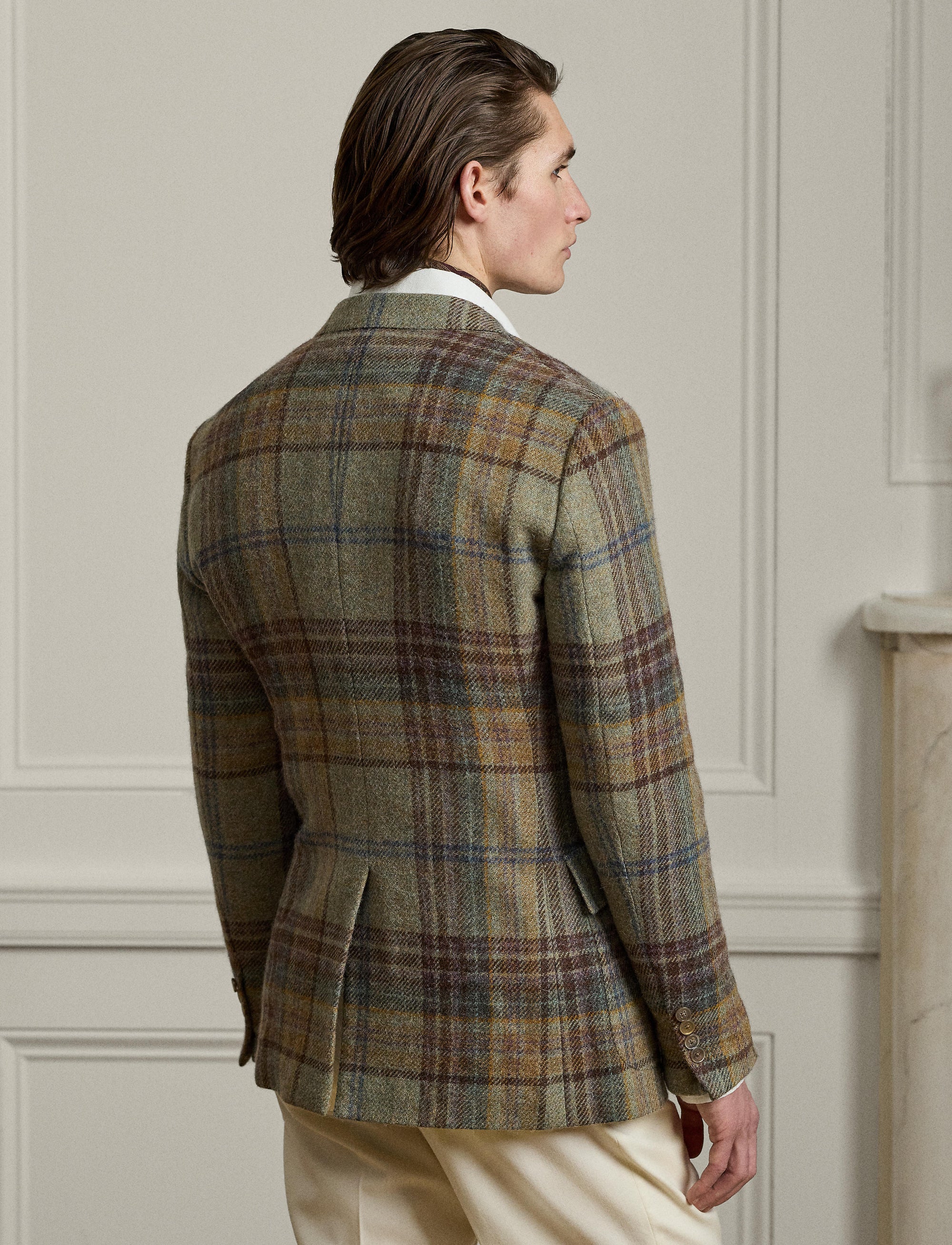 Blazer Kent écossais en laine - Sage, Brown, Tan & Multicolore