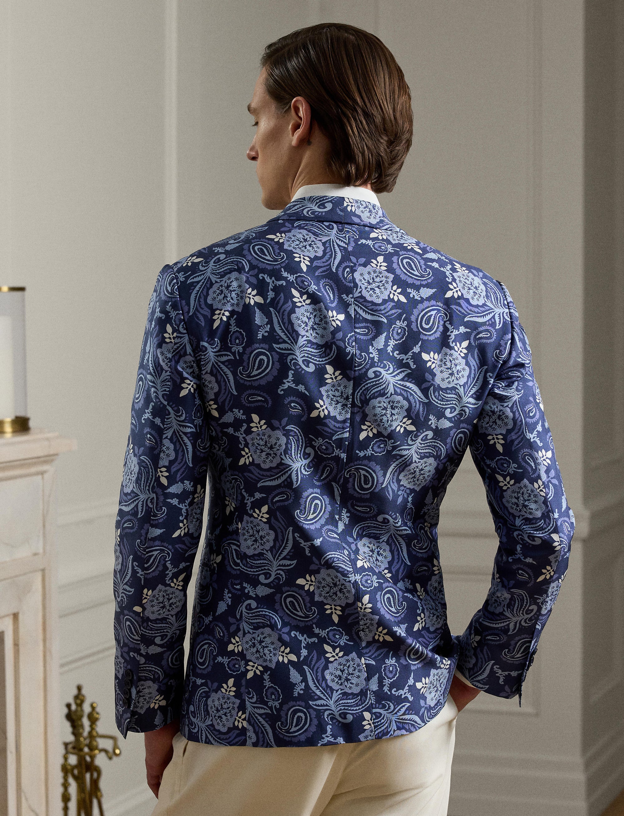 Veste Kent à motif en soie - Navy Tonal
