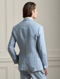 Kent jacket in silk and linen blend - Chambray Blue