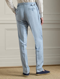 Pantalon Gregory en lin et soie mélangé - Chambray Blue