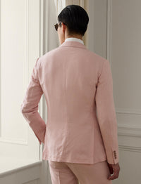 Veste Kent en soie et lin mélangé - Soft Pink
