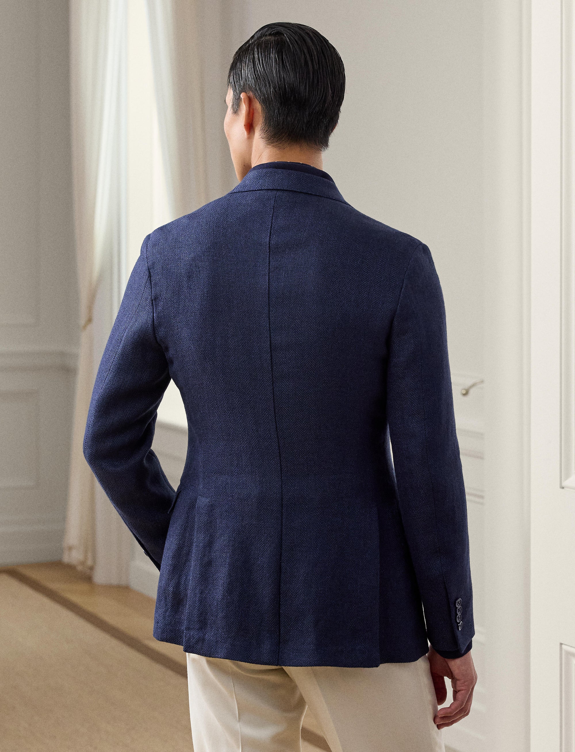 Hadley herringbone linen jacket - Navy