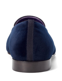 Chaussons brodés Alonzo en velours - Chairman Navy