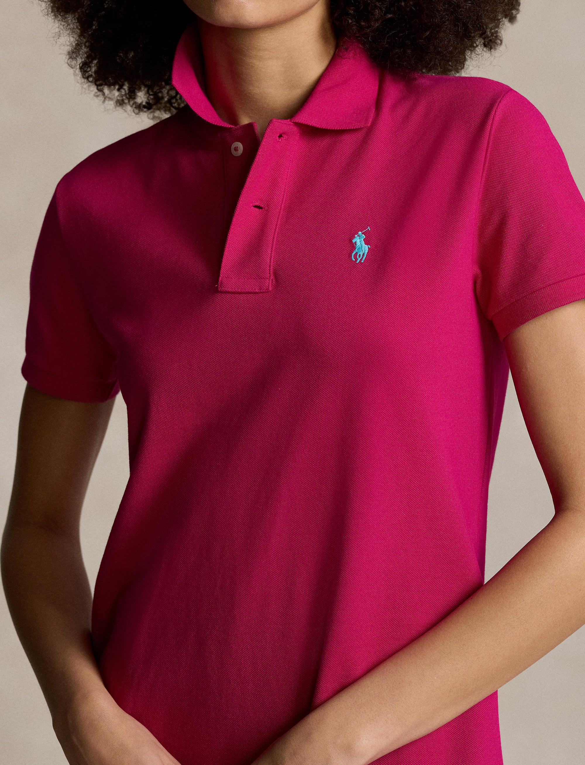 Robe polo en coton piqué - Pink Sky