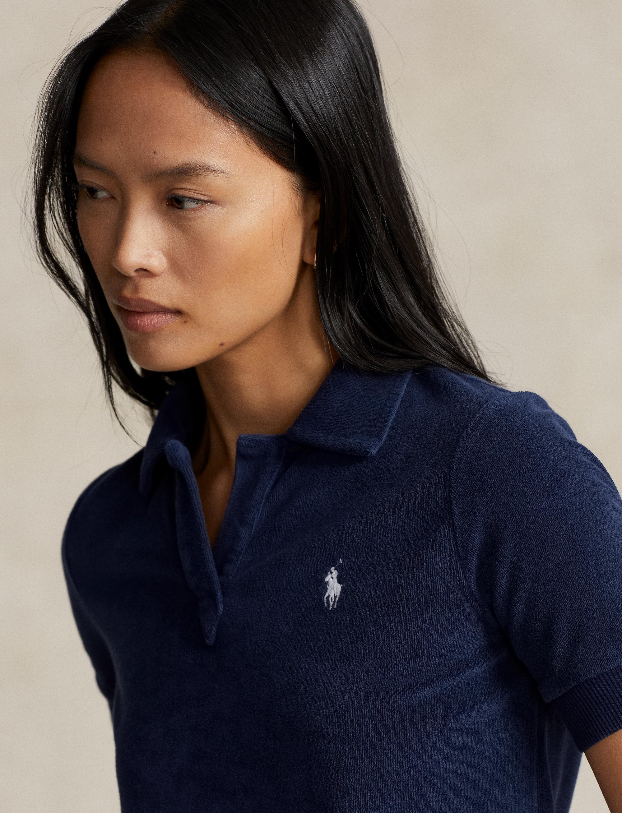Terry cotton polo shirt - Newport Navy