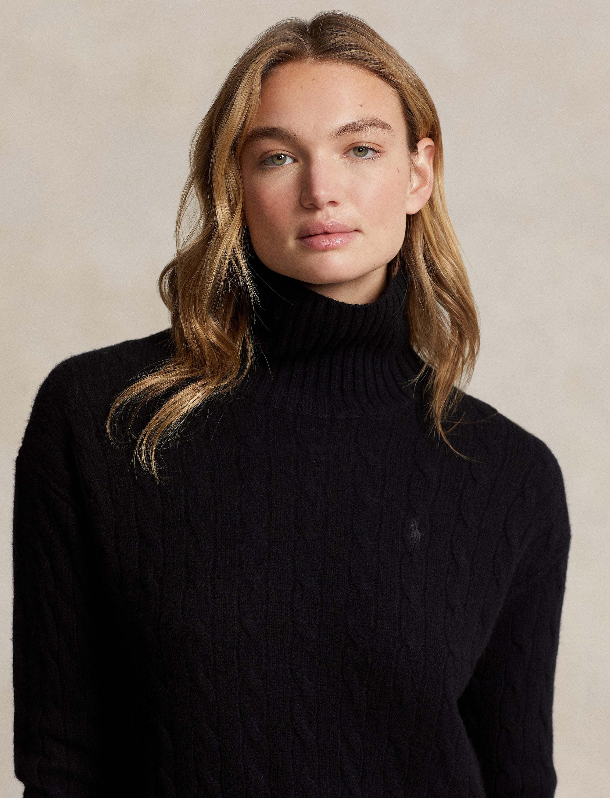 Wool turtleneck jumper dress - Polo Black
