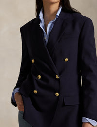 Blazer croisé en laine mélangée - Navy
