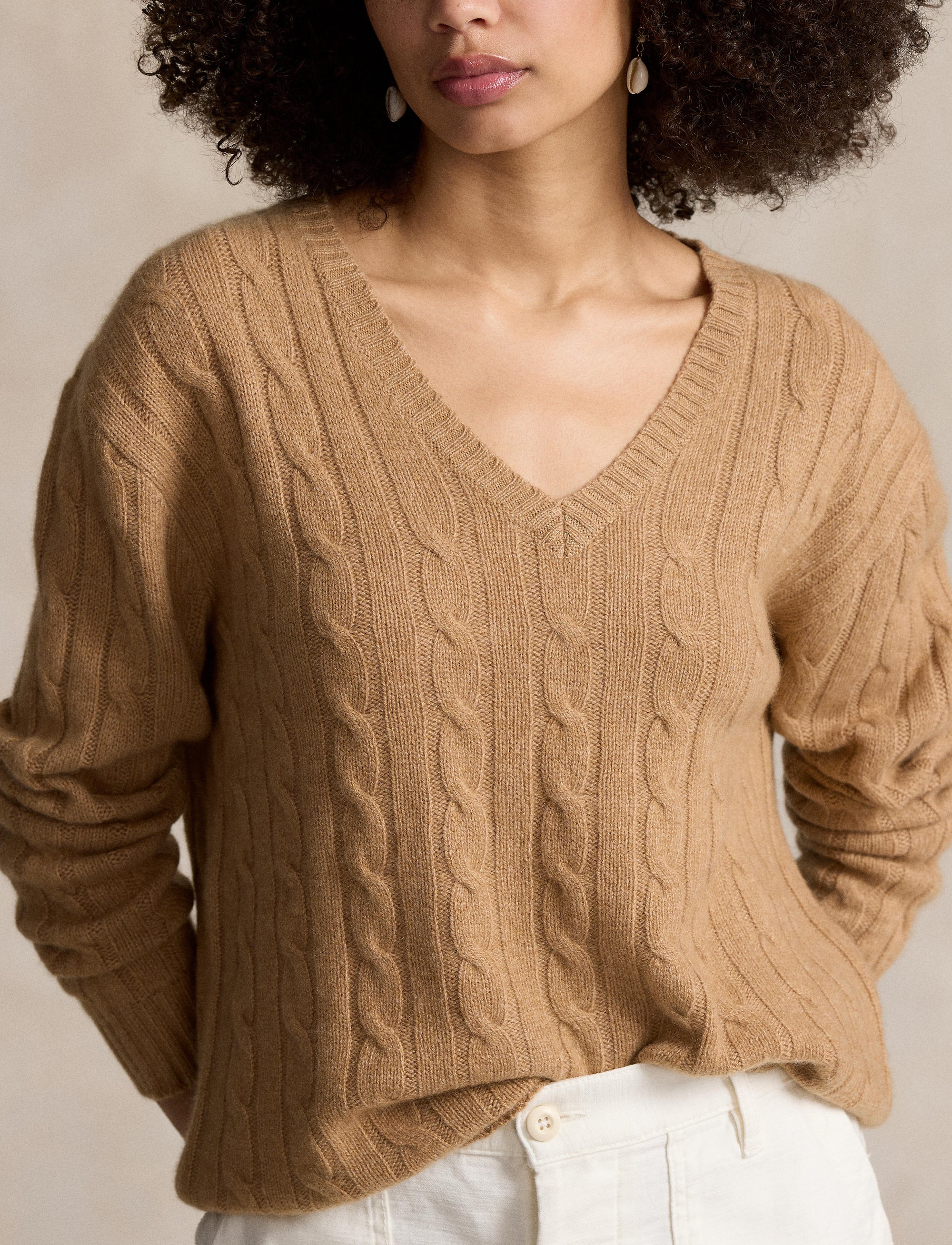 Pull torsadé décontracté en cachemire - Collection Camel Melange