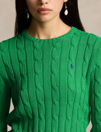 Pull Julianna torsadé à col rond en coton - Preppy Green
