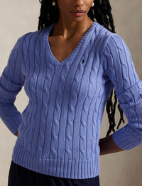 Pull Kimberly col en V torsadé en coton - New Litchfield Blue