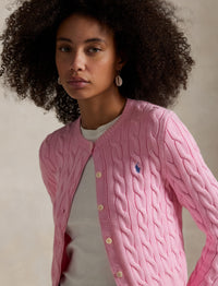 Cardigan torsadé à col rond en coton - Carmel Pink