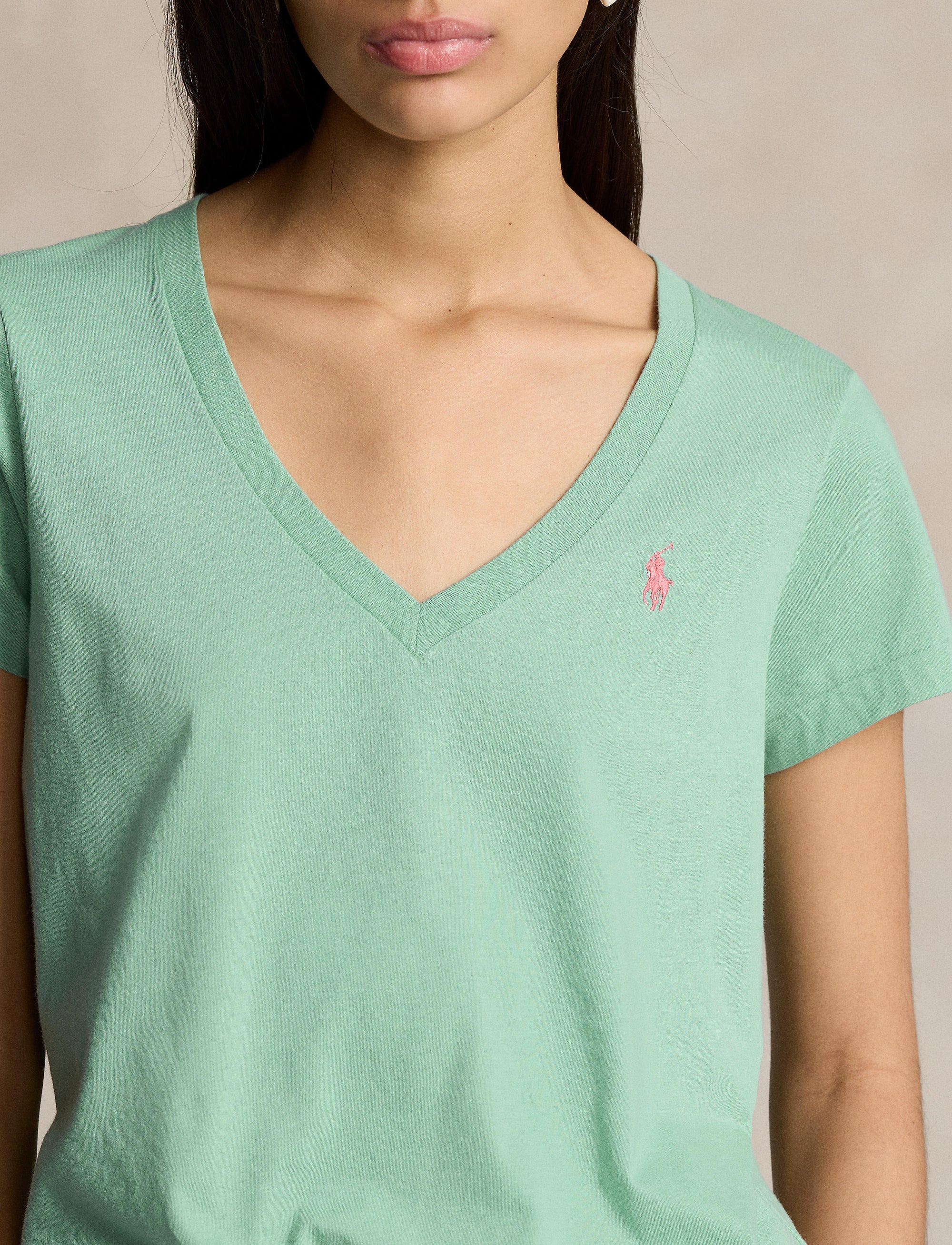 T-shirt col en V en jersey - Essex Green