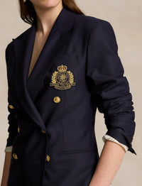 Double-breasted blazer with wool crest - Navy