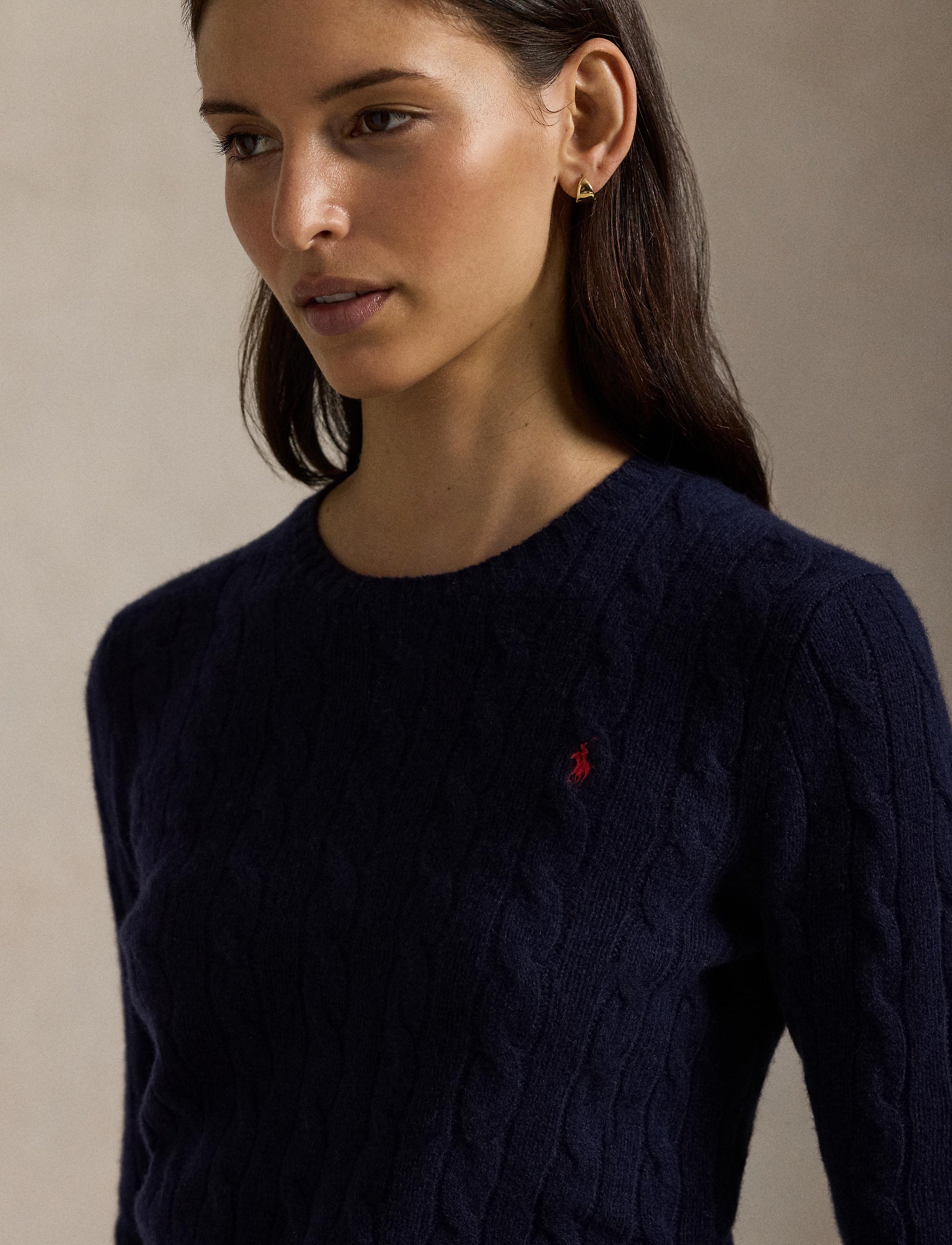 Julianna wool and cashmere blend cable knit jumper - Hunter Navy