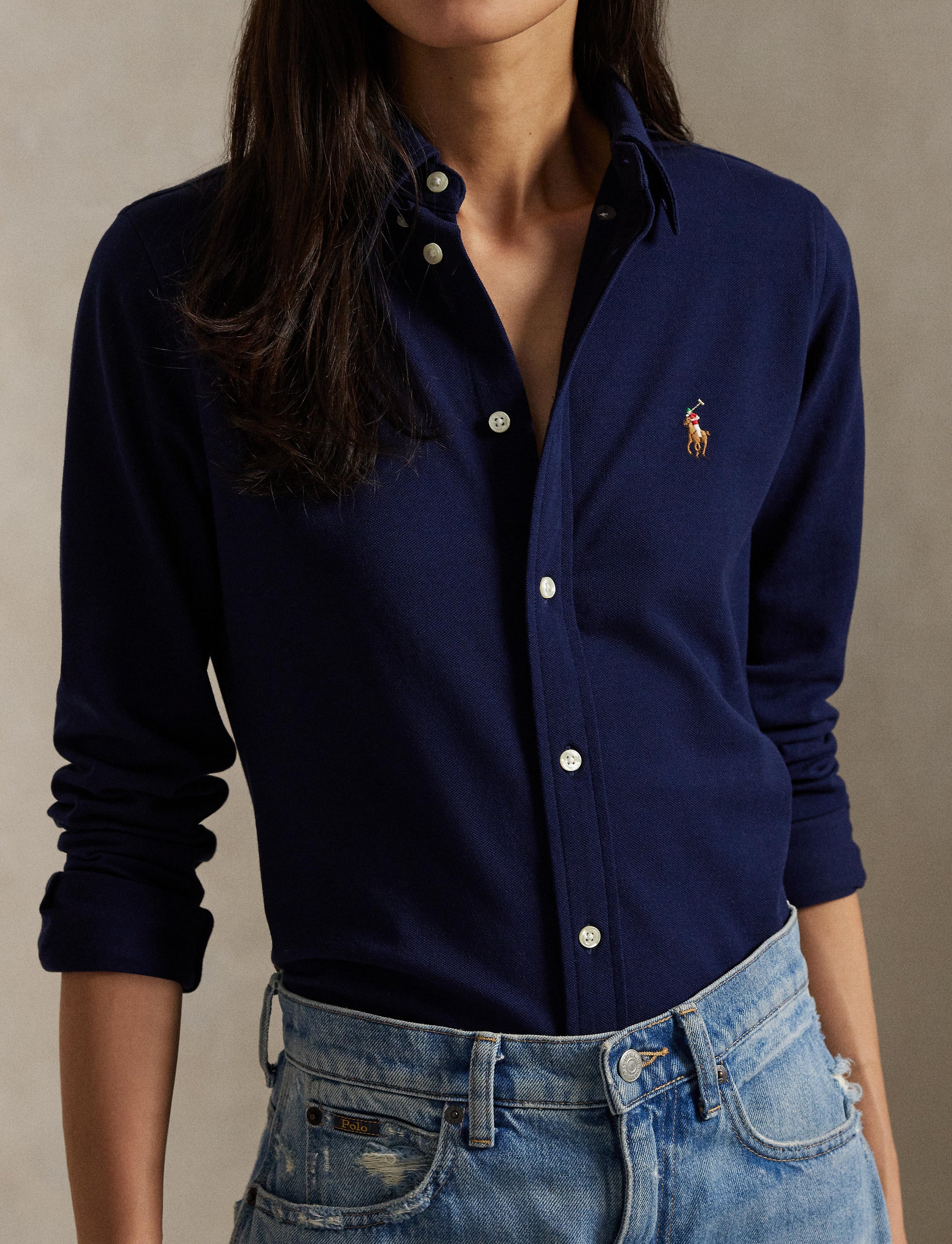 Chemise Oxford cintrée en coton - Cruise Navy