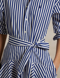 Robe-chemise à pans en coton rayé - Fall Royal & White