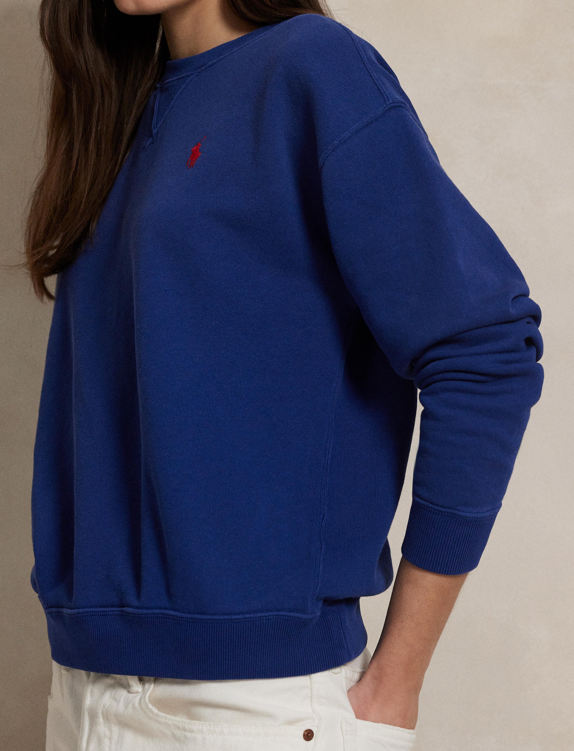 Pull col rond en molleton léger - Harrison Blue