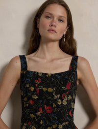 Maxi robe corset en mousseline fleurie - Midnight Garden