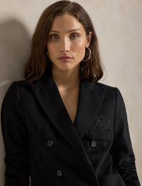 Scratched wool patch blazer - Polo Black