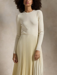 Robe à manches longues avec corsage pull en laine - Authentic Cream