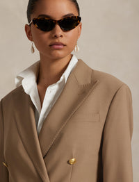 Blazer croisé en laine stretch - Camel