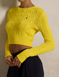 Pull torsadé Cropped Fit en coton - Lemon Crush