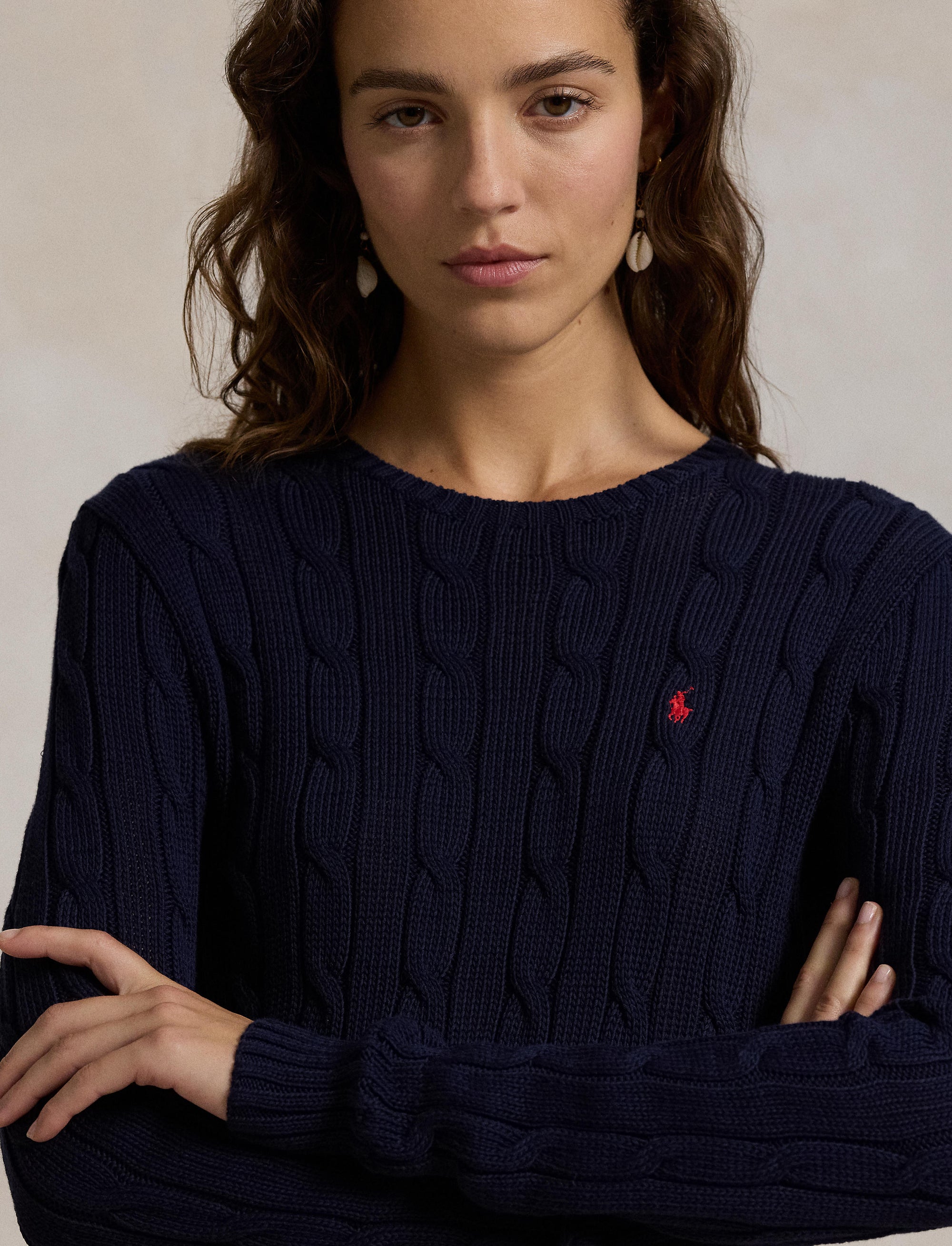 Pull torsadé Cropped Fit en coton - Hunter Navy