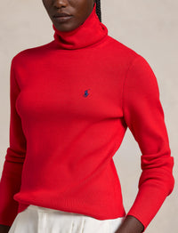 Cotton turtleneck jumper - Pandora Red